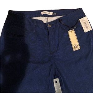 Christopher Blue size 12 blue print skinny stretch denim jeans NWT